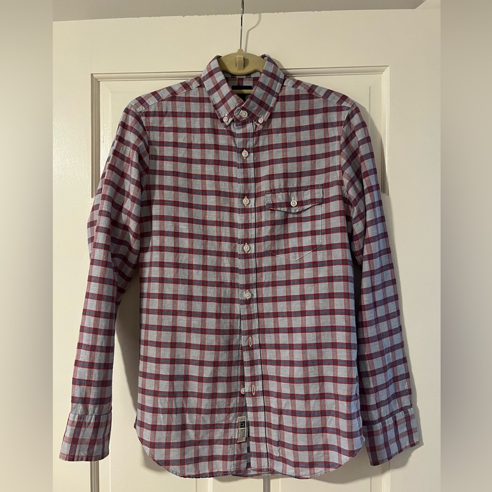 J. CREW EXCELLENT CONDITION LINEN/COTTON BUTTON DOWN SHIRT